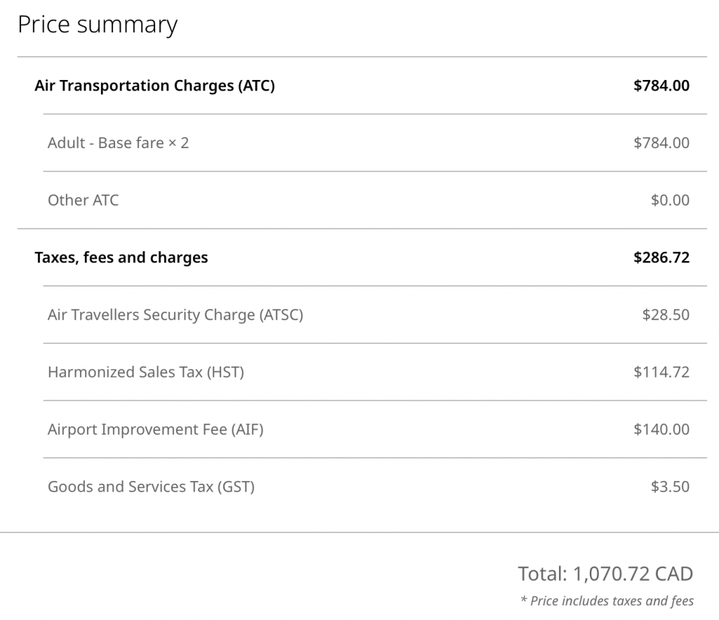 Analyzing WestJet's Other ATC Fees on Companion Voucher Bookings